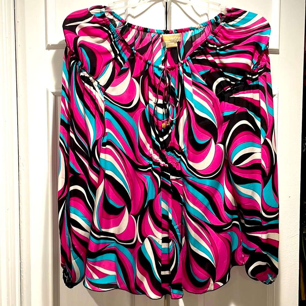Michael Kors multi color silk blouse